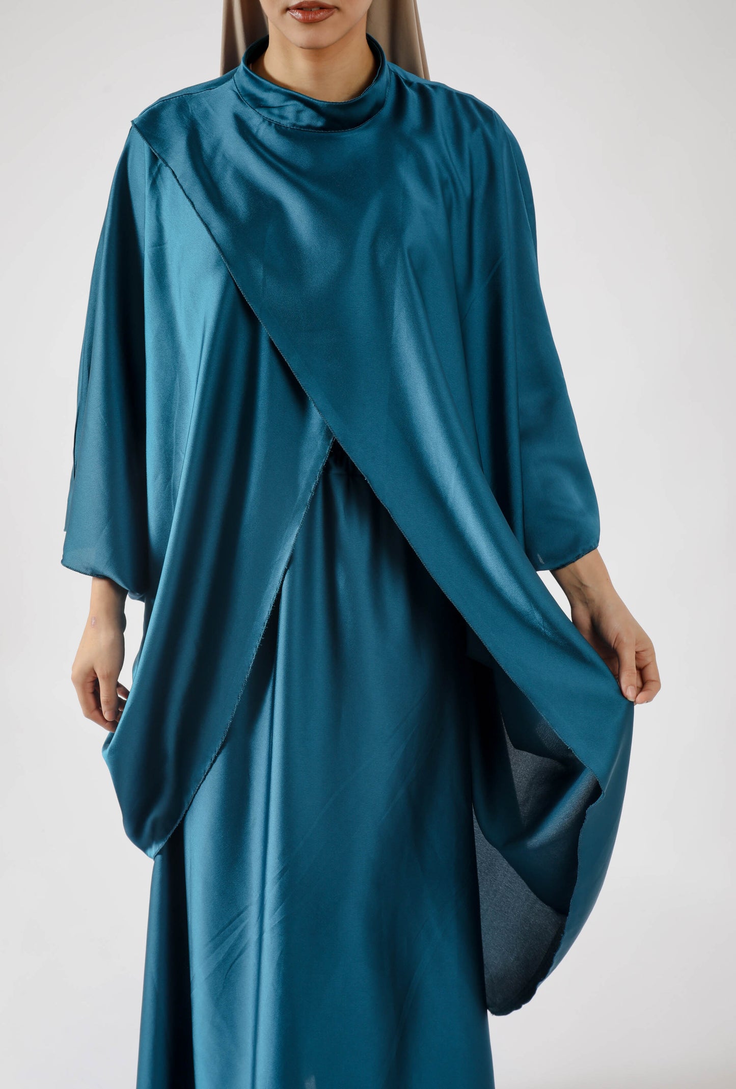 Ensemble 2 pièces satiné asymétrique