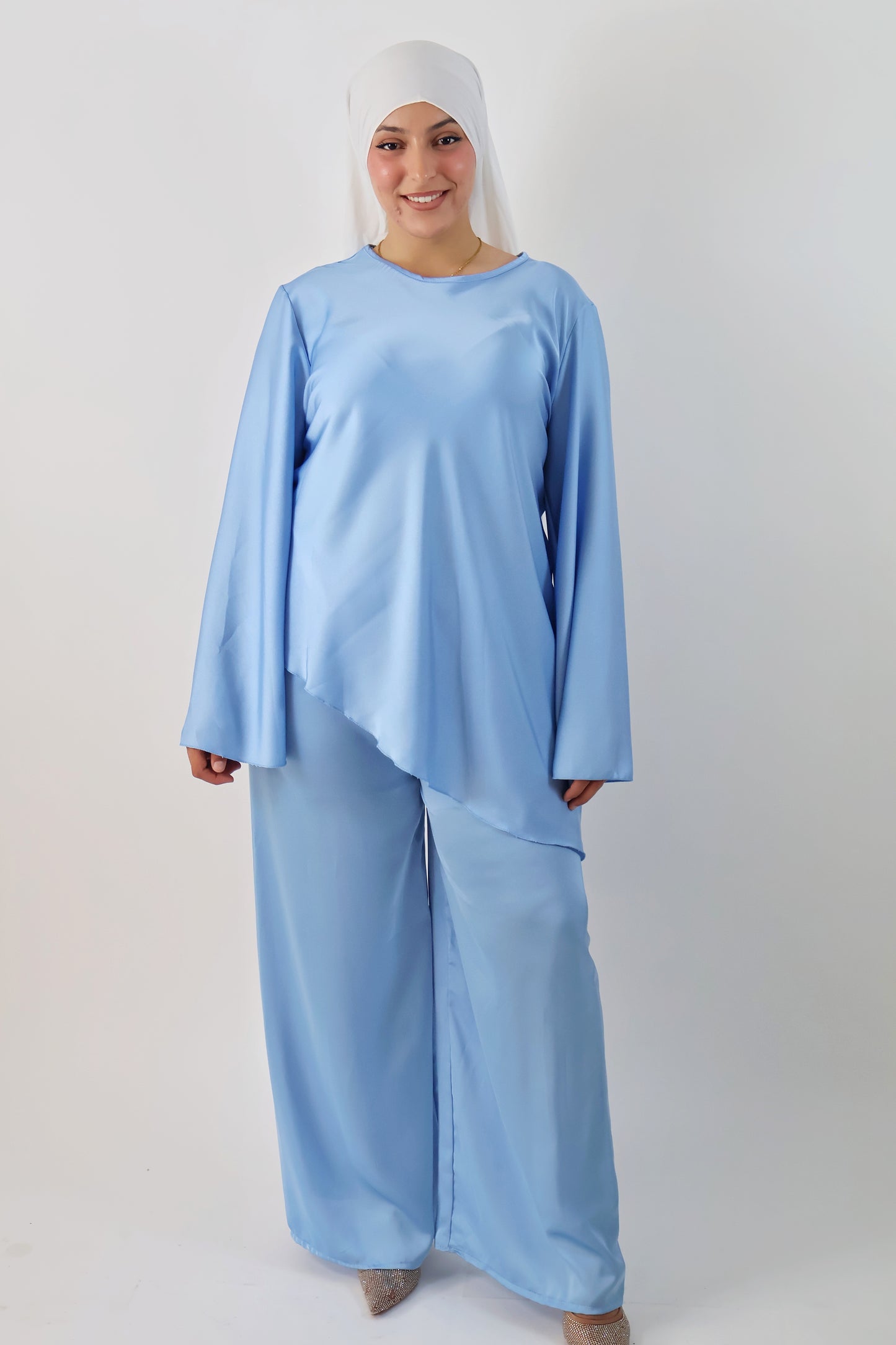 Ensemble 2 pièces satiné asymétrique